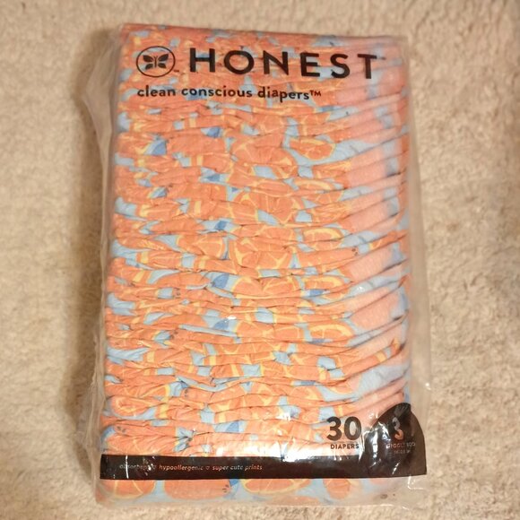 Unopened NWT ~ Honest Clean Conscious Diapers Orange You Cute Size 3 /16-28 lbs. - Picture 1 of 11